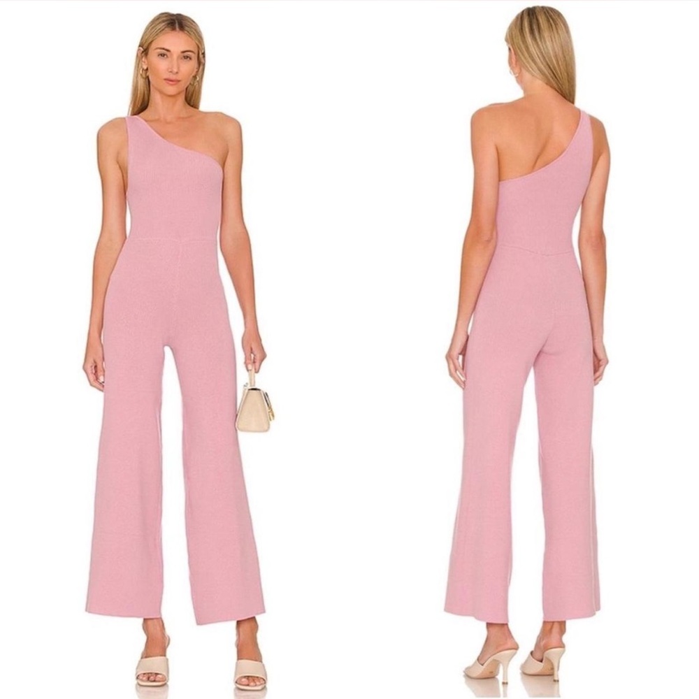 Free People Pink One Shoulder Ribbed Jumpsuit XS